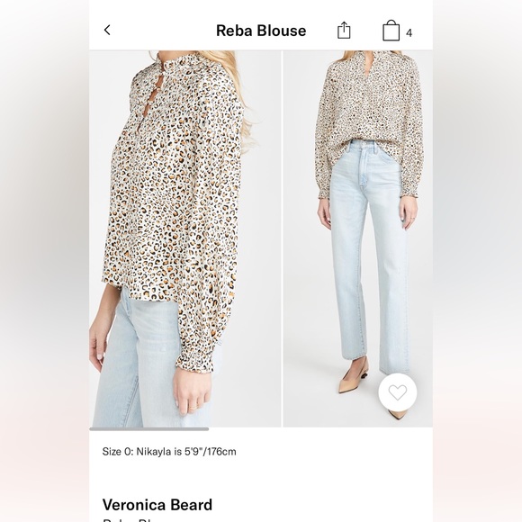 Veronica Beard leopard print blouse size 6 - Picture 2 of 13